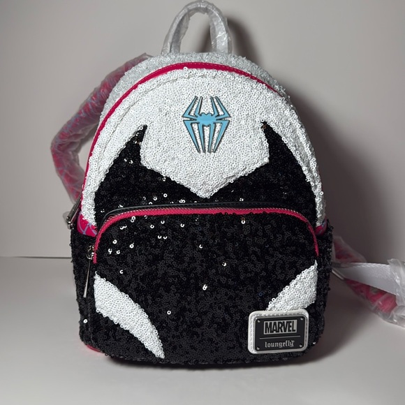 🆕 Loungefly Spider Gwen Cosplay Sequin Marvel Mini Backpack 🎒 - Picture 1 of 10